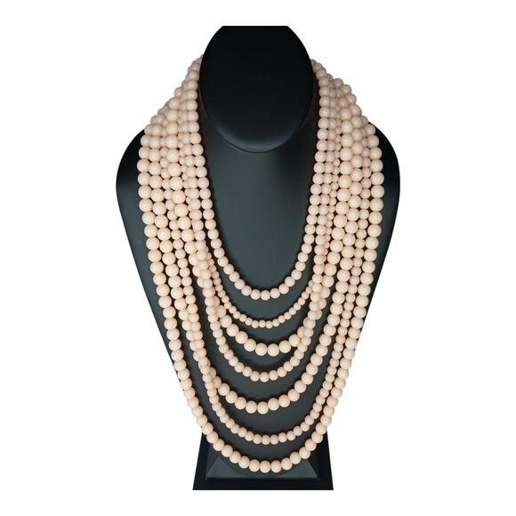 BaubleBar Multi-Strand Statement Necklace - Blush Pink Beads, Gold-Tone Hardware - Picture 6 of 8